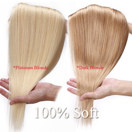 Thick ONE PIECE Real Clip In Remy Human Hair Extensions 3/4 Full Head Weft White - Picture 2 of 31