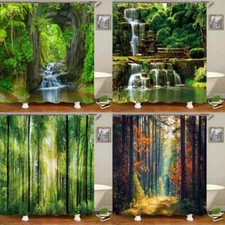 Modern Shower Curtain Plant Landscape Bath Curtain with Hooks for Bathroom