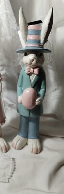 Novogratz EASTER BUNNY RABBIT BOY FIGURINE 15''  Statue spring BOHO Chic NEW