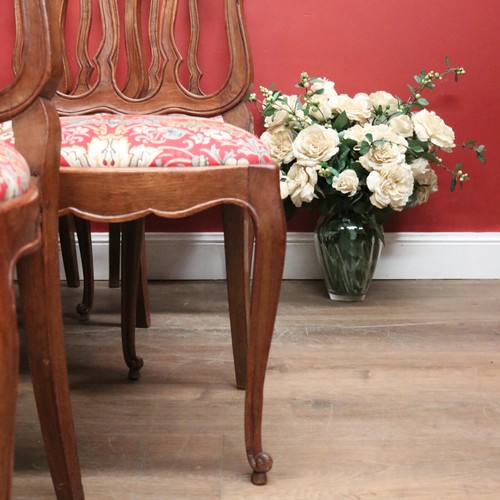 Set of 10 Antique French Oak Dining Chairs with William Morris 'Strawberry Thief - Picture 15 of 20