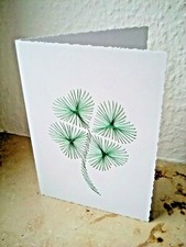 "Glück"wunschkarte vierblättriges Kleeblatt Fadengrafik DIN A 6 