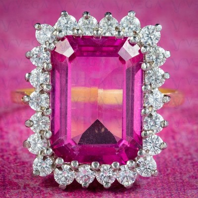 9.48Ct Emerald Natural Topaz & Diamond Wedding Ring 18K Multi-Tone Gold Plated