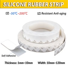 Tira de goma de silicona - Rollo con respaldo adhesivo - Varios anchos, gruesos y longitudes