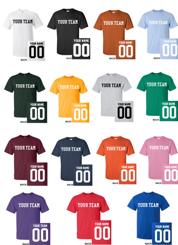 Custom Jersey T-Shirt Any Color with Name Number for Football Softball Team