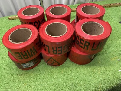 12 PCS DANGER LIVE WIRE 3'' X 1000' ROLL RED CAUTION TAPE GRADE 2 CT3RE160 READ