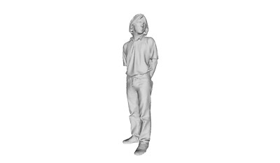 Printle XC Homme 129--Young Man Long Hair Relaxed Figure for Dioramas Train Sets