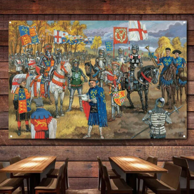Medieval Knights Tapestry Wall Art Crusader Flag Posters Decor Vintage ...
