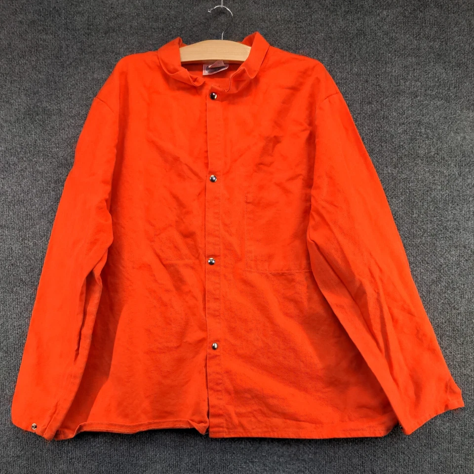 Unbranded Men's Flame Resistant Jacket Orange XL Snap Button Workwear - Image 2 of 4