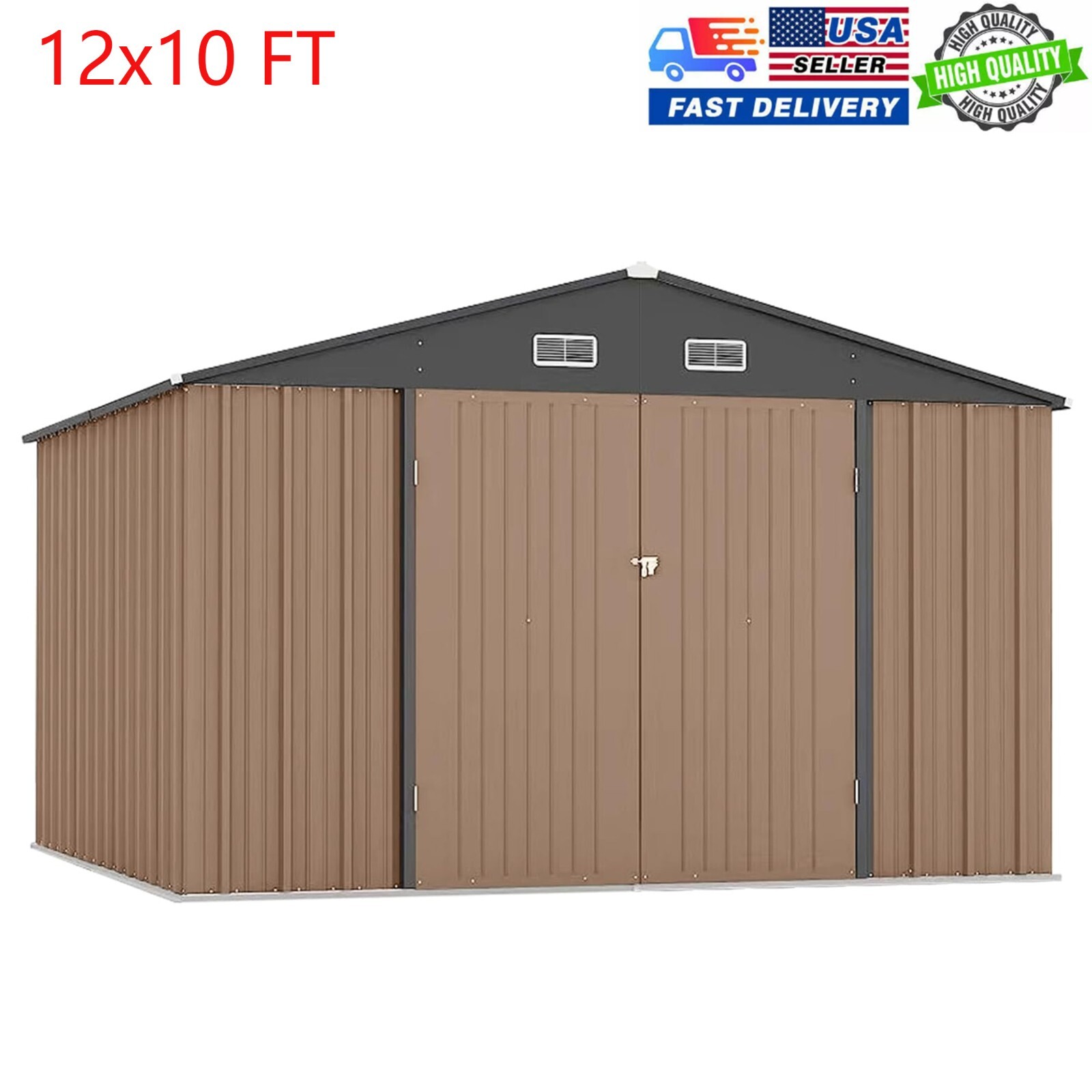 Metal Garden Utility Tool House With Locking Doors
