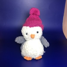 Jellycat Wee Penguin Pink Fuchsia Bobble Hat Winter Penguin Tiny Soft Toy  5”
