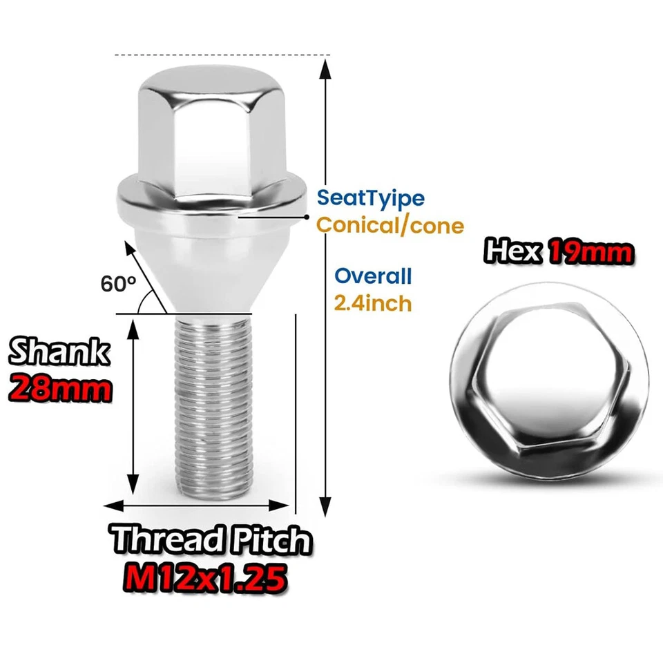 12x1.25 20PCS Wheel Lug Nuts For Jeep Cherokee Compass Dodge Dart Chrysler 200  Foto 2 de 4