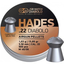 JSB Hades .22 5.50mm 15.89gr Airgun Pellets 500 Tin Air Rifle Hunting