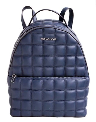 Michael Kors Whitney Sac À Dos MK Sheila Matelassé Navy Cuir Fermeture - Photo 1/4