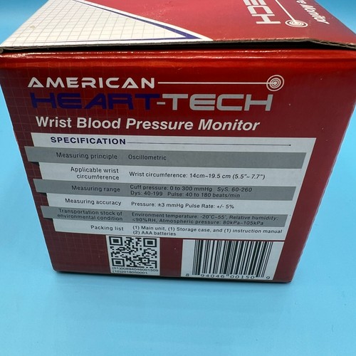 American Heart-Tech Digital Blood Pressure Monitor (Wrist version) NEW NEVER USE - Picture 5 of 7