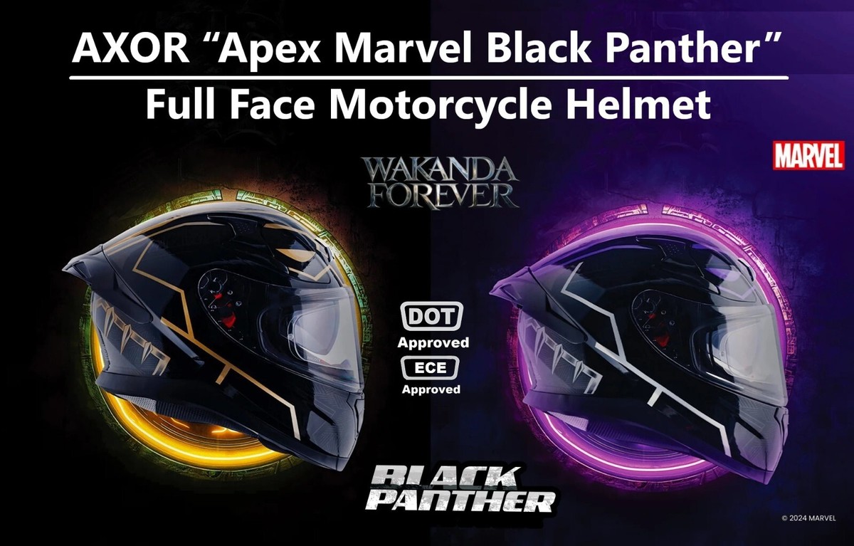 AXOR “Apex Marvel BLACK PANTHER” ECE DOT Certified Full Face Motorcycle  Helmet