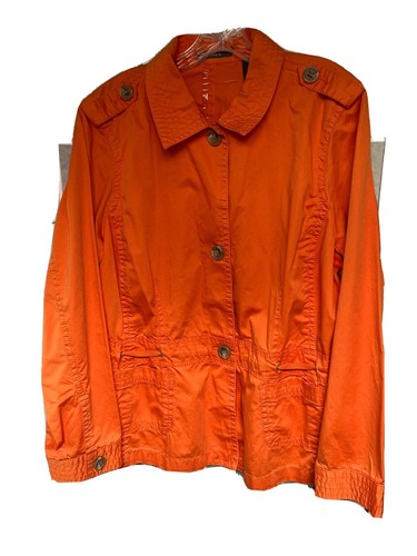 Liz Claiborne 100% Cotton Orange Long Sleeve Button Up Jacket Women's Size 2X - 第 1/6 張圖片