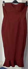 Pretty little thing size 10 dress party evening red strapless 27