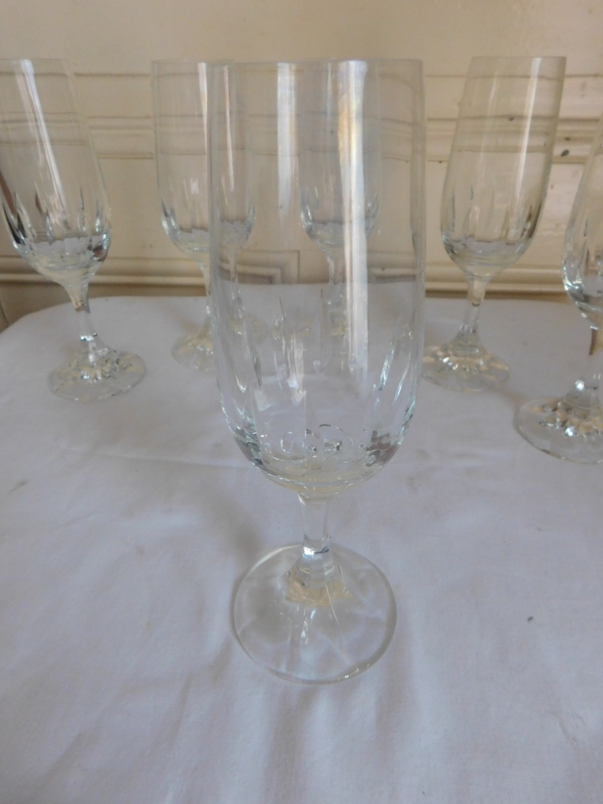 Suite de six flutes à champagne cristal taillé jambes à facettes eBay
