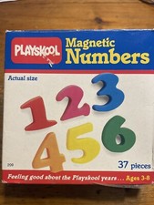 Vtg. 1985 Playskool Magnetic Numbers W/ Box 34 pc missing 3 Extra Pieces