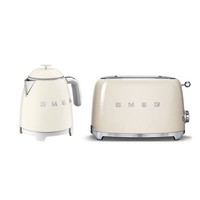 Smeg Mini Kettle and 2-sl Toaster, 50’s Style Retro Range, Cream