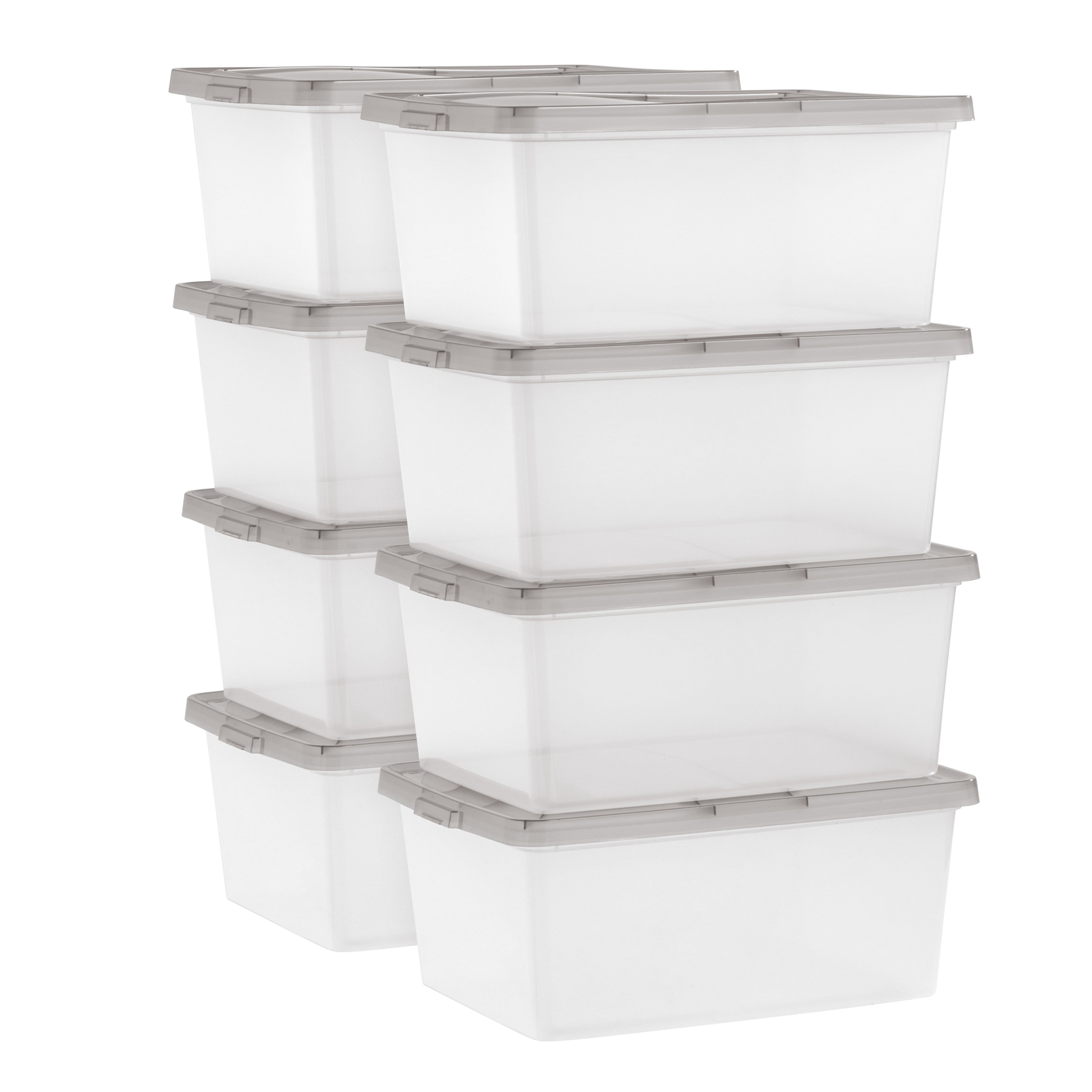 IRIS USA 17 Qt Stackable Plastic Storage Bins with Lids 8-Pack