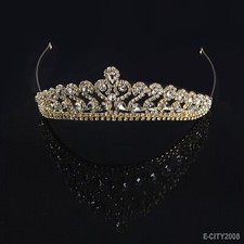 Romantic Gold Tiara Austrian Rhinestones Crown Bridal Wedding Pageant Headbands