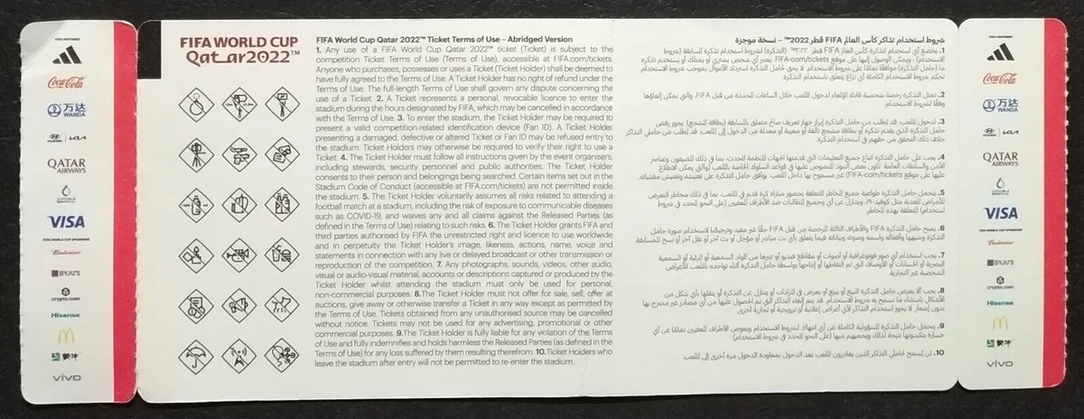 original TICKET FIFA World Cup Qatar 2022 France - Denmark