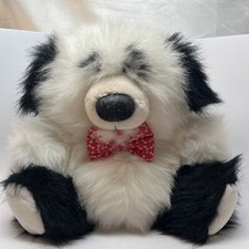 Vintage 1987 Dakin Plush Sheep Dog With Bow Tie Stuffed Animal. 12 in High EUC