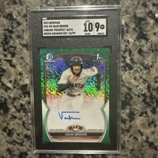 2023 Bowman Chrome Vaun Brown 1st Bowman Green Shimmer Auto 34/99 SGC 9, Auto 10