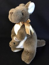 KANGAROO and JOEY Windmill Toys Brown/Cream Color Plush Stuffed 11  Australia