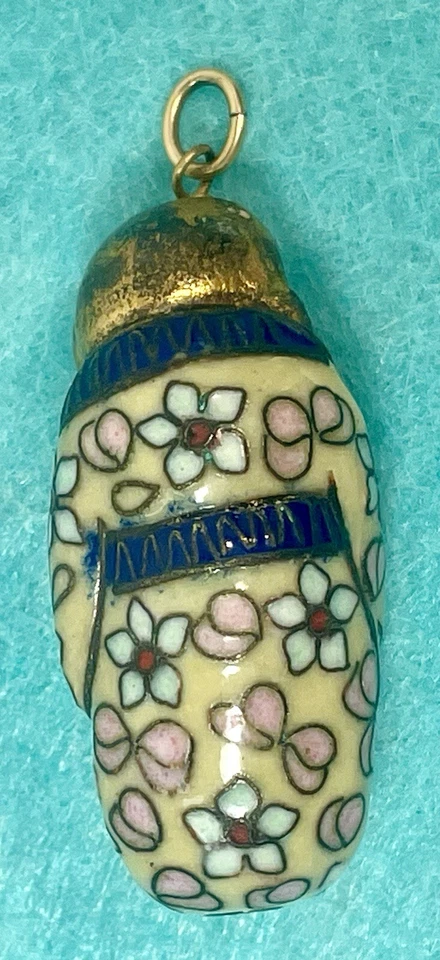 Conta Cloisonne Buddha Priest bronze esmalte chinês 1,5 polegadas vintage Estate - Imagem 2 de 4
