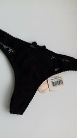 AGENT PROVOCATEUR SEXY NICOLE BLACK/BURGUNDY THONG SIZE 2 SMALL UK 8 BNWT