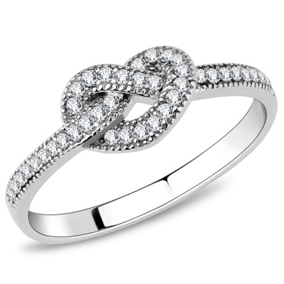 Women's Heart Ring Stainless Steel with AAA Grade Cubic Zirconia in Clear