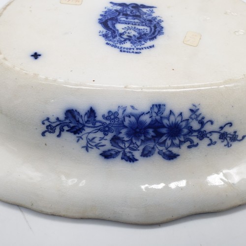 Antique Flow Blue Nonpareil Burgess & Leigh Middleport Pottery 10" Serving Dish - Picture 12 of 17
