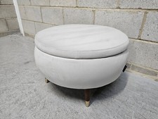 SCS Paloma Home Down to Earth Round Storage Footstool In Plush Silver RRP-£446