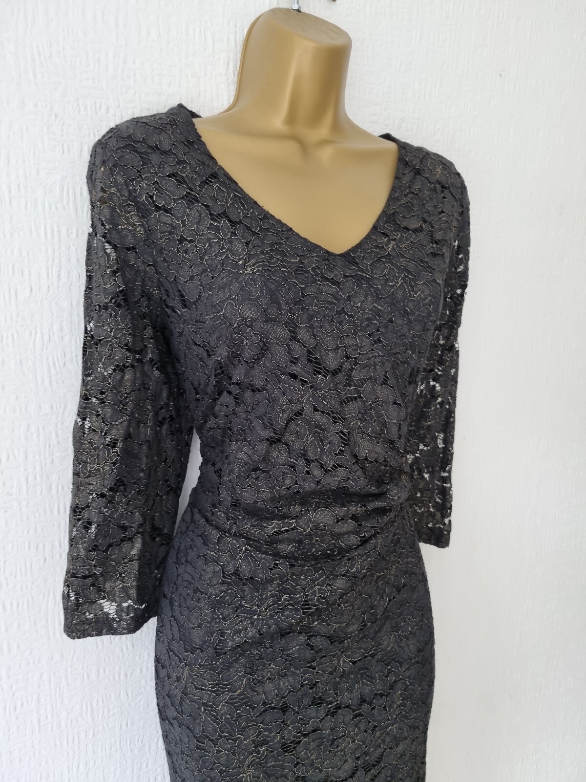 Kaliko Dress Size 12 Black & Gold Lace Party Occasion Evening Formal