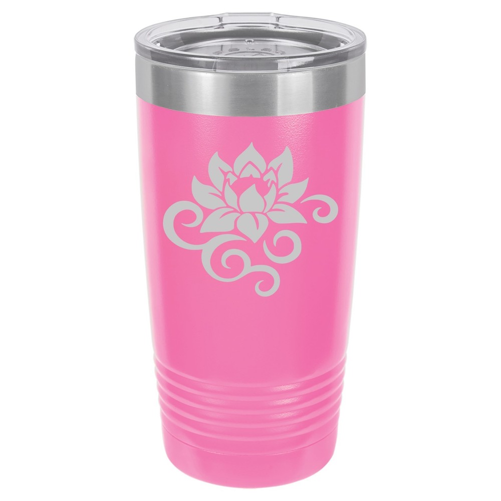 20oz 30oz Vacuum Insulated Stainless Steel Travel Mug with Lotus Flower Scroll Design