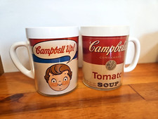 Pair of Vintage Campbell Soup Thermo-Serv Plastic Mugs Made in the USA