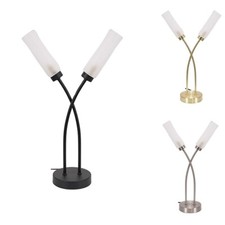 Modern 2 Arm Table Lamp Crossover Bedroom Living Room Lounge Light LED Bulbs