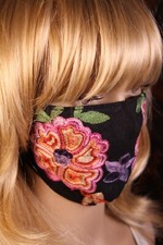 Embroidered Flower Face Mask Boho Comfortable Cotton with Adjustable Ear Loops