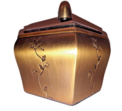 VTG Modern Thomas O'Brien Modern Brushed Bronze Trinket Box - Etched Vine Design