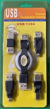 Set USB computer cable: cavo avvolgibile USB A/M + 4 adattatori