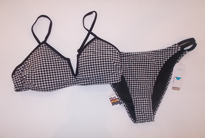 #ad #ad Time And Tru Women#x27;s Size Small 4 6 Black Gingham 2 Piece Bikini $23.99