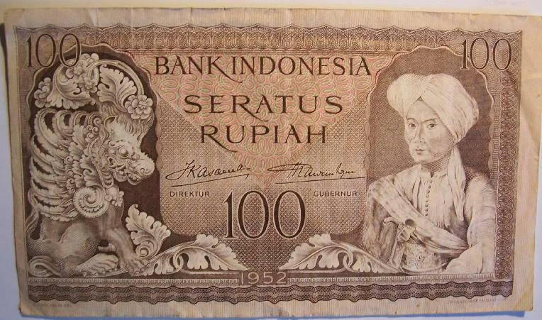 1952 Bank of Indonesia Seratus 100 Rupiah Note, for Money Gift or Collection - Image 3 of 4