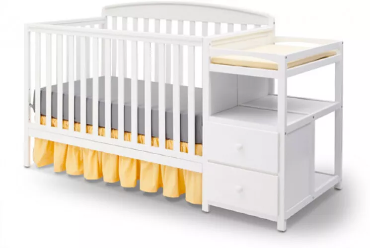 Delta crib with changing table best sale white