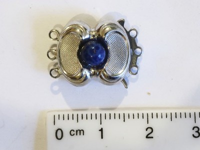 Three Row Clasp with Genuine Lapis Lazuli, Silver 835