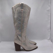 Top Moda Imogen Rhinestone Western Boots Womens 5.5 Festival Sparkle Chunky Heel