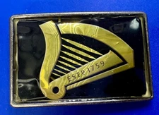 Guinness Harp ESTP 1759 Logo Black Yellow Enamel Vintage Belt Buckle