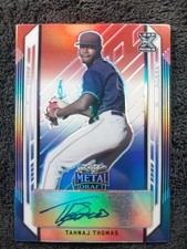 Tahnaj Thomas 2021 Leaf Metal Draft Red White Blue RC Auto /10 #BA-TT1