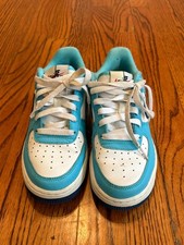Nike Air Force 1 Sneaker in Light Blue and Cream size 4Y KIDS